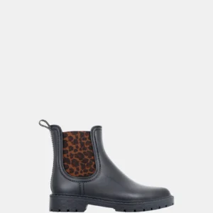 Jellies Malea Ladies Black/Leopard Mud Boots