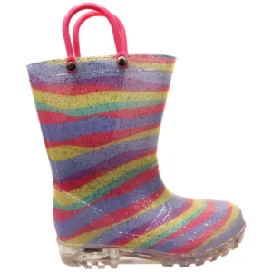 Jellies Rainbow Stripe Lights Rainbow Kids Light UP Gumboots