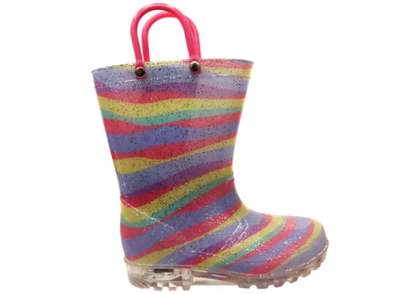Jellies Rainbow Stripe Lights Rainbow Kids Light UP Gumboots
