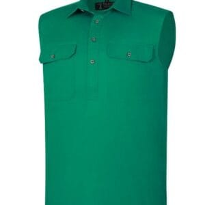 Pilbara Men's Closed Front Sleeveless Shirt Kelly Green