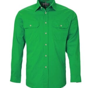 Pilbara Men's Open Front L/S Shirt RM500BT Emerald Green