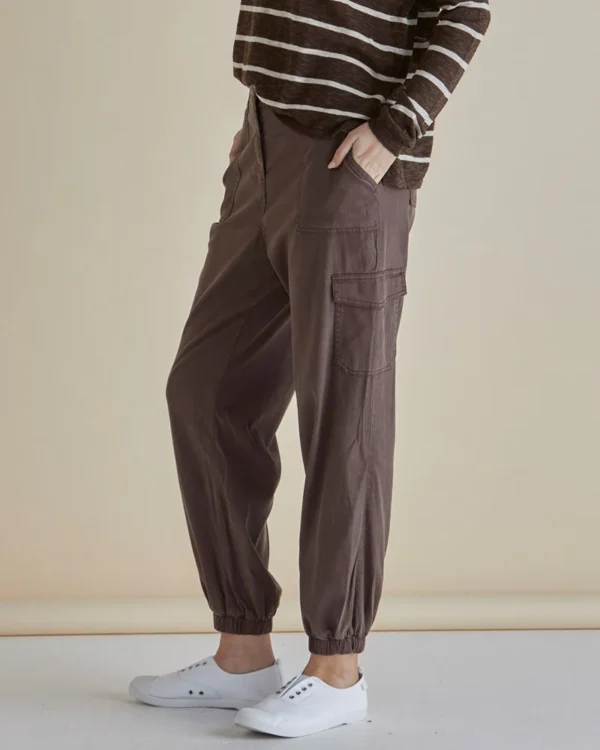 Betty Basics Lacey Lyocell Cargo Jogger - Brown