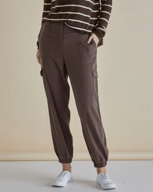 Betty Basics Lacey Lyocell Cargo Jogger - Brown - Image 2