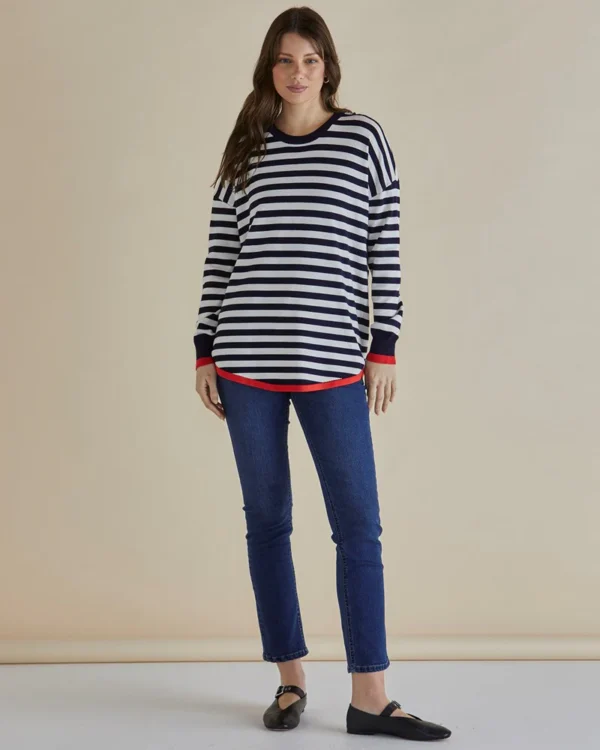Betty Basics Sophie Knit Jumper - Navy Stripe - Image 4
