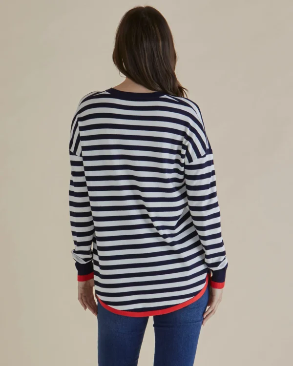 Betty Basics Sophie Knit Jumper - Navy Stripe - Image 2