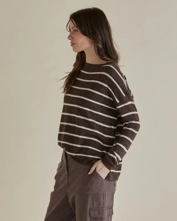 Betty Basics Natasha Knit Top - Brown Stripe
