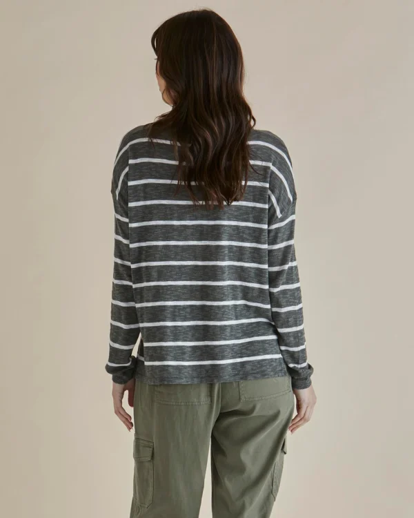 Betty Basics Natasha Knit Top - Green Stripe - Image 2