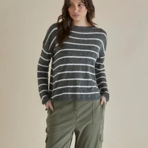 Betty Basics Natasha Knit Top - Green Stripe