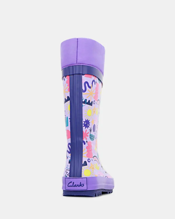 CLARKS GIRLS Puddles E Lilac/Purple Multi - Image 3