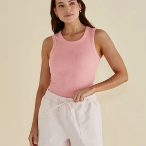 Betty Basics Francis Rib Tank - Peach