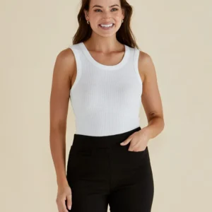 Betty Basics White Francis Rib Tank Womens