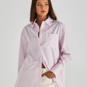 Sass Embrose Shirt Pink Strip Womens