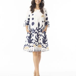 Orientique Nazca Dress Contemporary Frill Sleeve Print