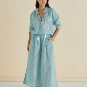 Betty Basic Tatum Wide Leg Pant Green Strip