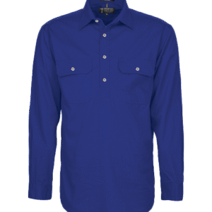 Pilbara RM200CF Mens Closed Front L/S Shirt Royal
