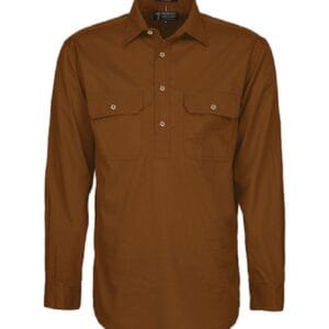 Pilbara Shirt Men's Closed Front L/S Terracotta