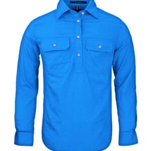 Pilbara RM200CF Mens Closed Front L/S Shirt Azure