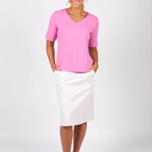 Vassalli Orchid V Neck Top