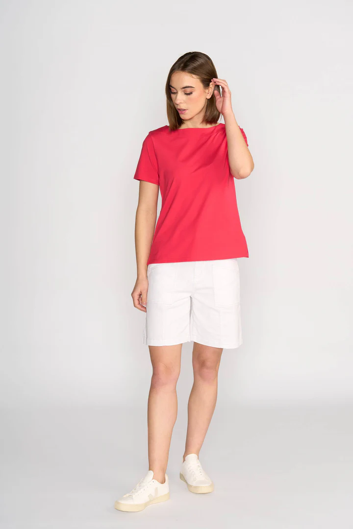 Vassalli Boat Neck Top Cherrry