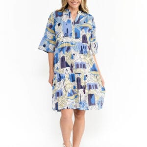 One Summer Maya Button V Neck Layer Dress