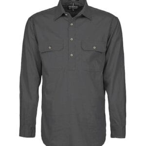 Pilbara Men's Closed Front S/S Shirt Charcoal
