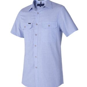 Pilbara Men's S/S Shirt Dual Pocket Chambray Blue RMPC007S