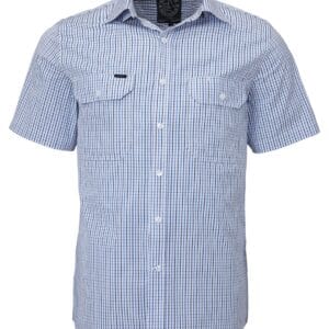 Pilbara Men's S/S Shirt Dual Pocket Blue-Navy-White RMPC011S