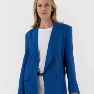 Goondiwindi Relaxed Blazer Opal Blue Linen