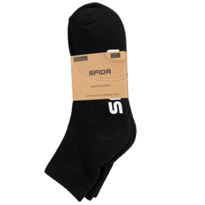 Sfida Mens Quarter Crew Socks Black - Cotton Weave