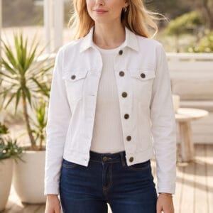 Cafe Latte Coloured Jacket White Womens