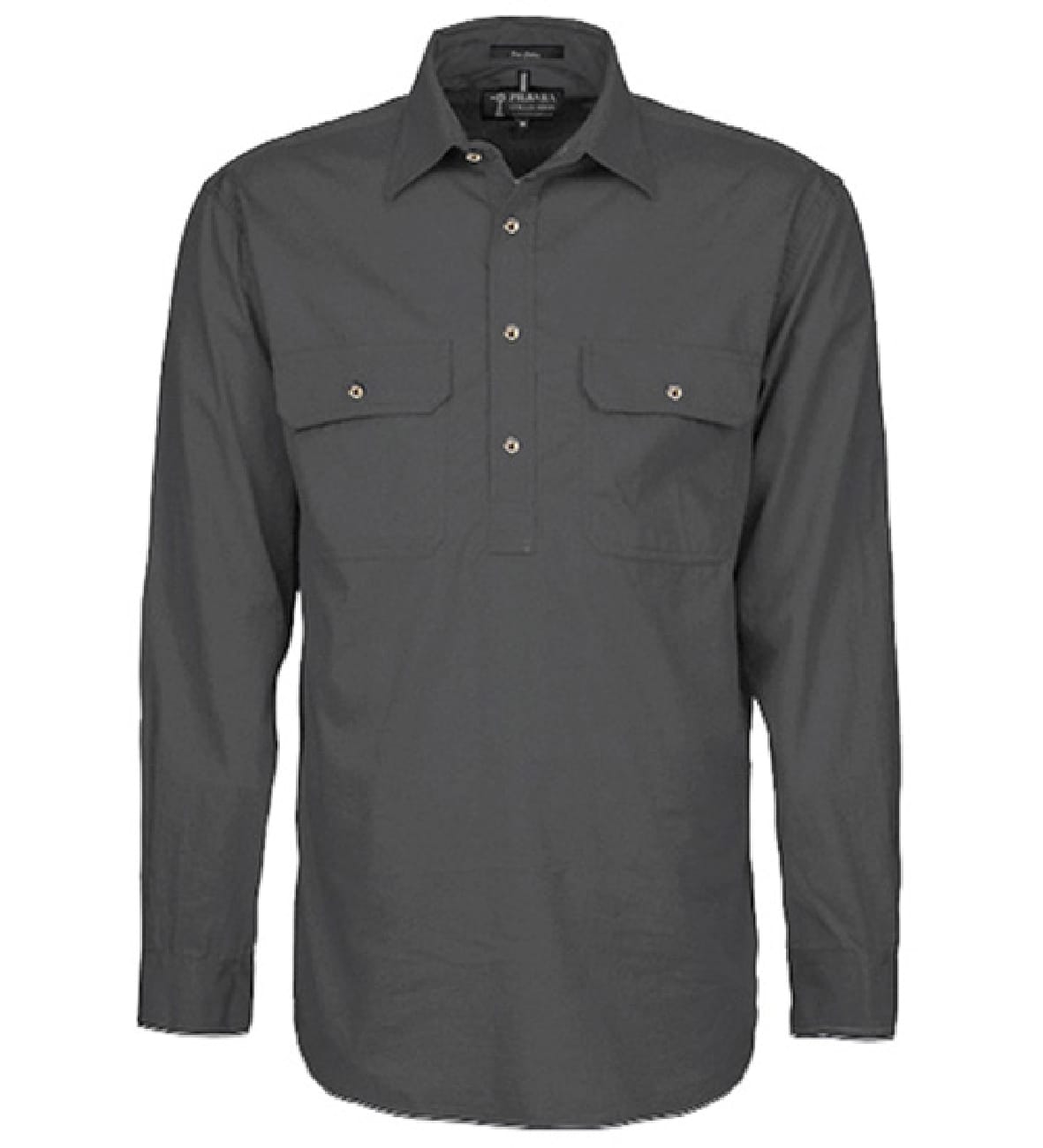 Pilbara Men's Closed Front L/S Charcoal