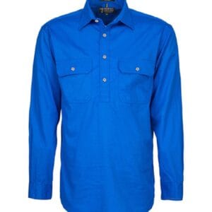 Pilbara Mens Heavy Weight Closed Front Long Sleeve Cobalt Blue