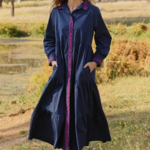 Adrift Winslow Button Through Dress Ocean Berry