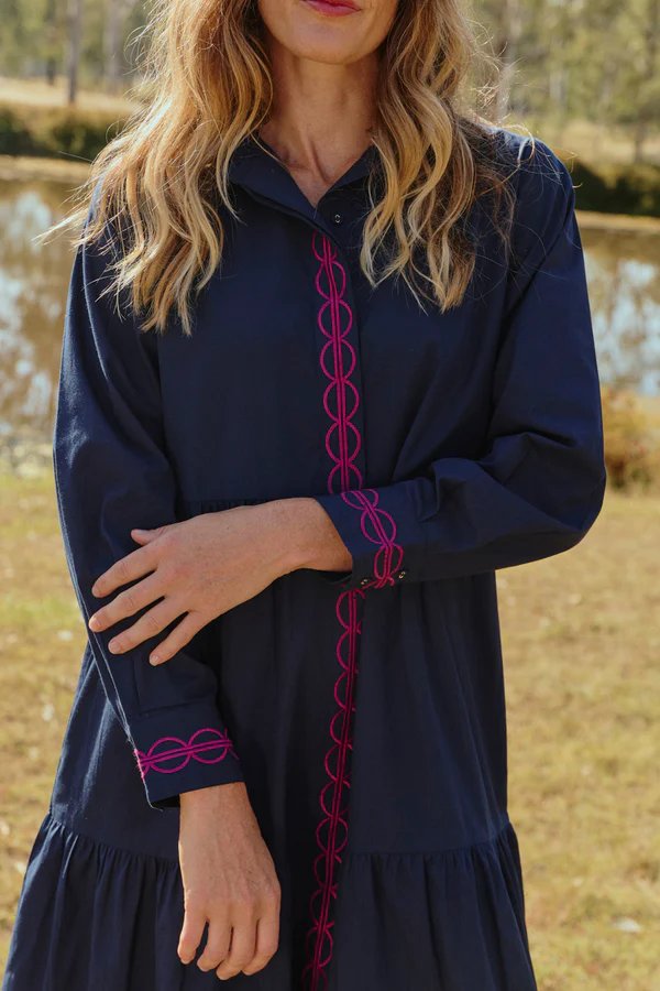 Adrift Winslow Button Through Dress Ocean Berry - Image 3