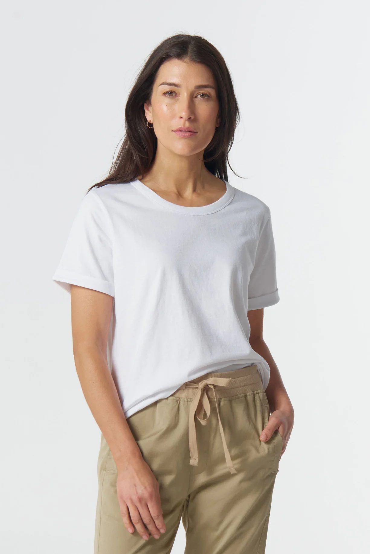 Goondiwindi Cotton Roll Cuff Tee White