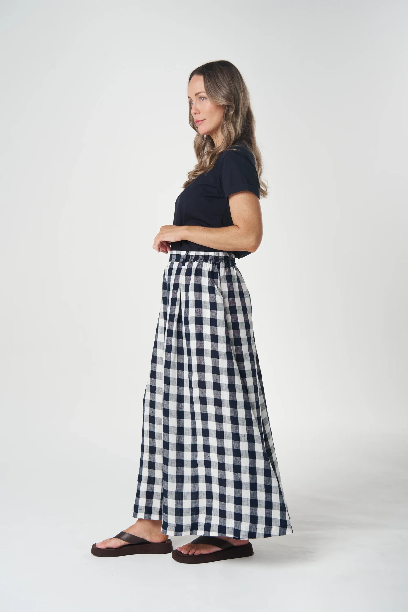 Goondiwindi Cotton Field Linen Maxi Skirt - Dark Navy - Image 2