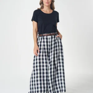 Goondiwindi Cotton Field Linen Maxi Skirt - Dark Navy