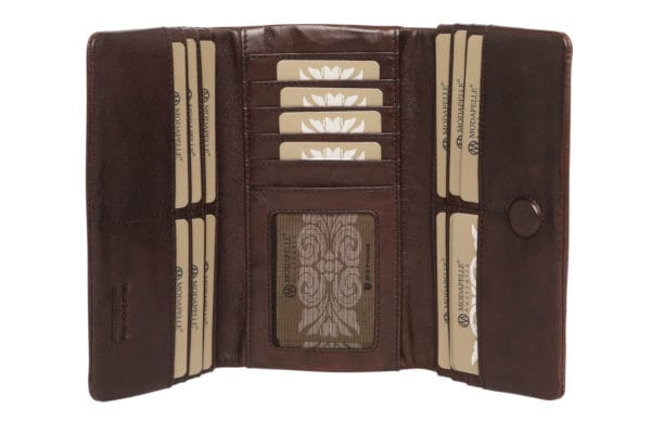 Modapelle Soft Cow Leather Full Flap Ladies Wallet - dark brown - Image 3
