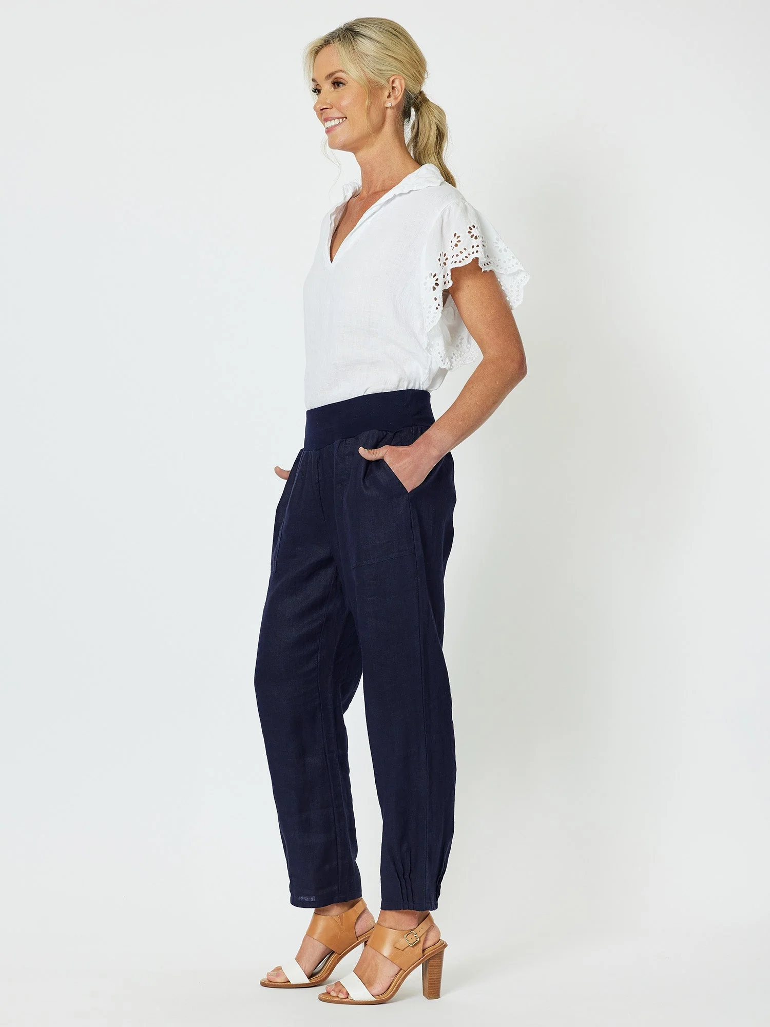 Gordon Smith Sarah Linen Pant navy - Image 2