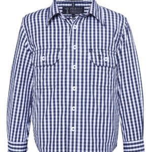 Pilbara Kids Long Sleeve Shirt Navy-White