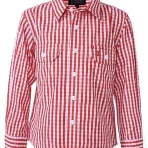 Pilbara Children's Long Sleeve Shirt Red-White