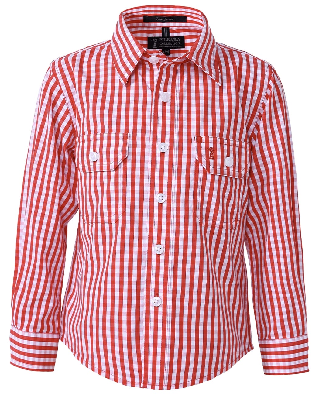 Pilbara Children's Long Sleeve Shirt Red-White