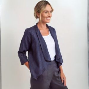 See Saw 100% Linen 3/4 Open Drape Jacket