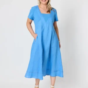 Gordon Smith Le Marais Linen Dress Cornflower 49443