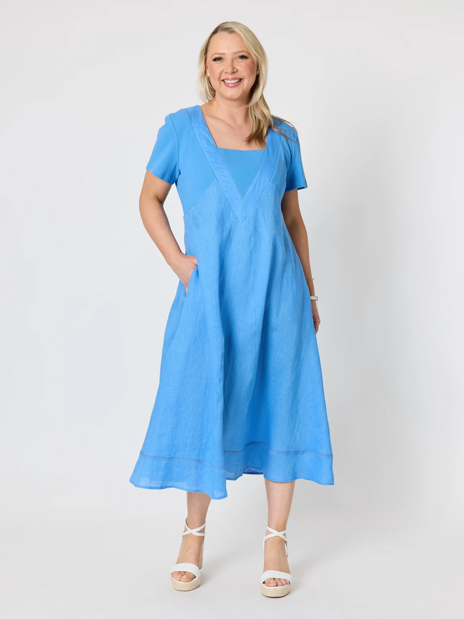 Gordon Smith Le Marais Linen Dress Cornflower 49443