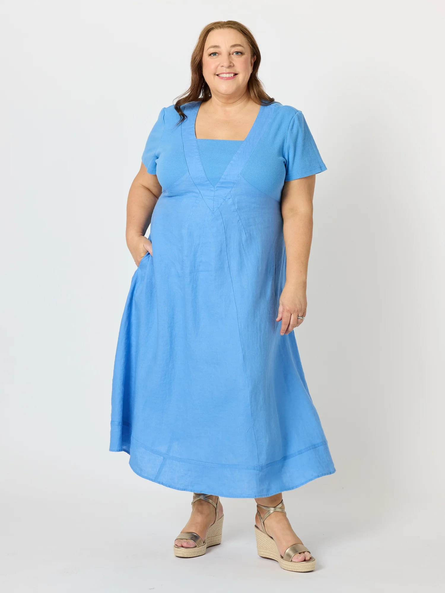 Gordon Smith Le Marais Linen Dress Cornflower 49443 - Image 3