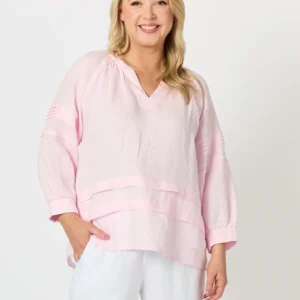 Gordon Smith Kate Linen Top Pale Pink 49541