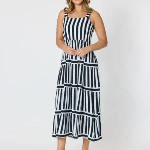 Threadz Bianca Black/White Stripe Dress  50130