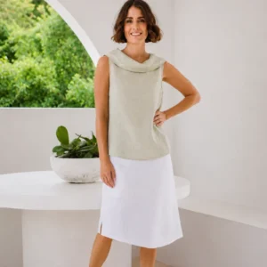 See Saw Short Sleeve Cowl Neck Top Sage
