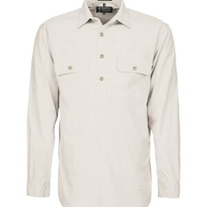 Pilbara Men's LS Shirt Stone Closed Front RM200CF